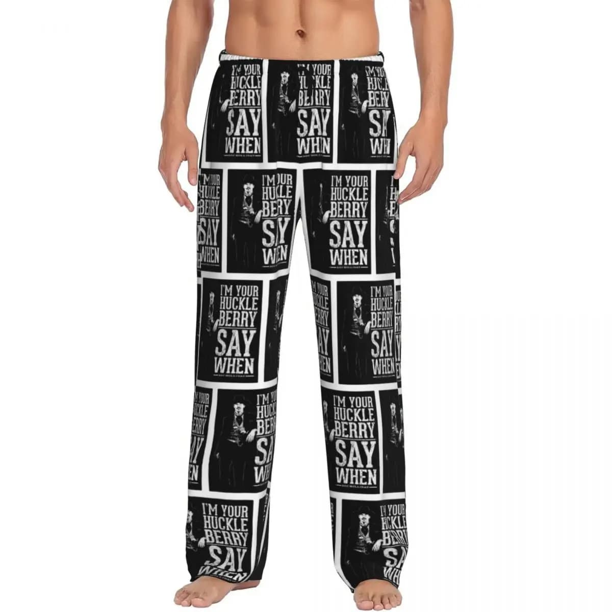 Pantaloni da pigiama personalizzati I'm Your Huckleberry - Say When, pantaloni da notte da uomo con tasche