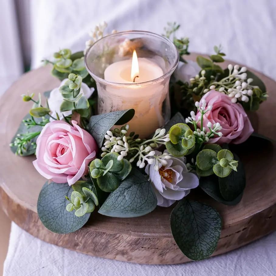 Simulation Rose Candle Candle Holder Cup Aromatherapy Bottle Decoration Garland Wedding Valentine'S Day Table Layout