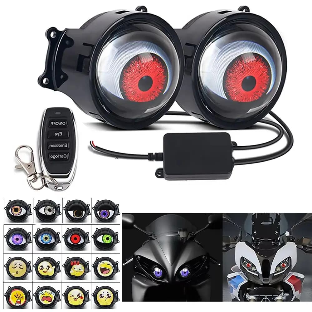 1 paio di fari per moto Devil Eye, decorazione cool, gruppo ottico dinamico a LED, accessorio per moto con luce Eagle Eye modificata