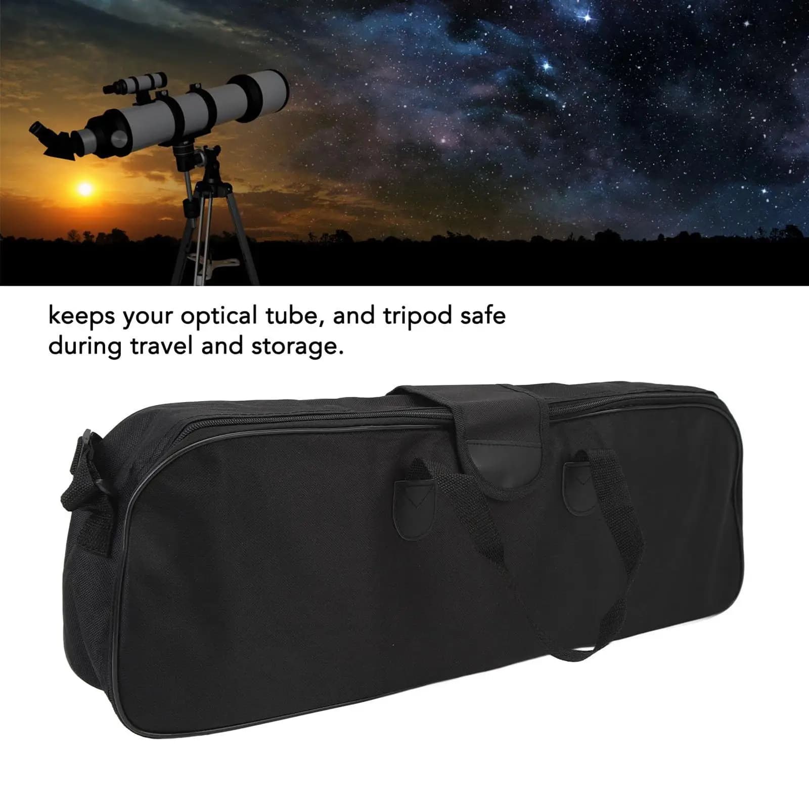 Borsa da viaggio per telescopio, custodia per attrezzatura, pratica, portatile, resistente all'usura, con maniglia, antiurto, nera, organizer per viaggi