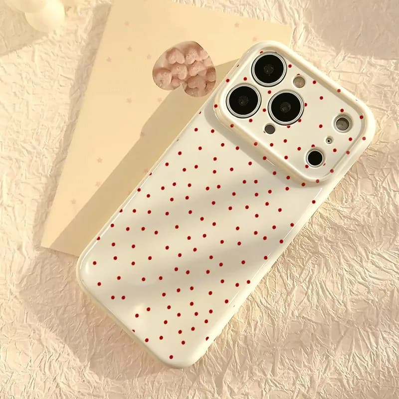 Minimal Ins Red Cherry Fruit Phone Case For iPhone 17 14 16 Pro Max 15 13 12 Pro Max 11 Shockproof Camera Protector Armor Cover
