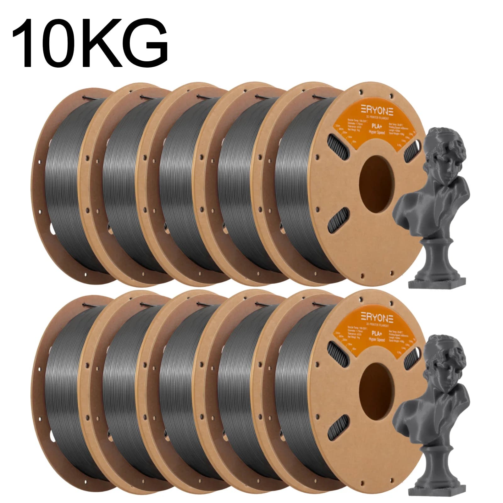 Filamento PLA+ ERYONE 10KG Hyper Speed per Stampa 3D 1.75mm, Disponibile in Vari Colori, Filamento PLA Plus, 1KG/Bobina, Vendita all'Ingrosso