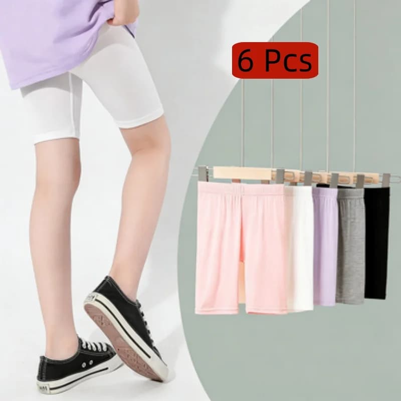 6 pantaloncini di sicurezza per ragazze, anti-esposizione, in cotone modale, morbidi e traspiranti, per bambini da 3 a 12 anni