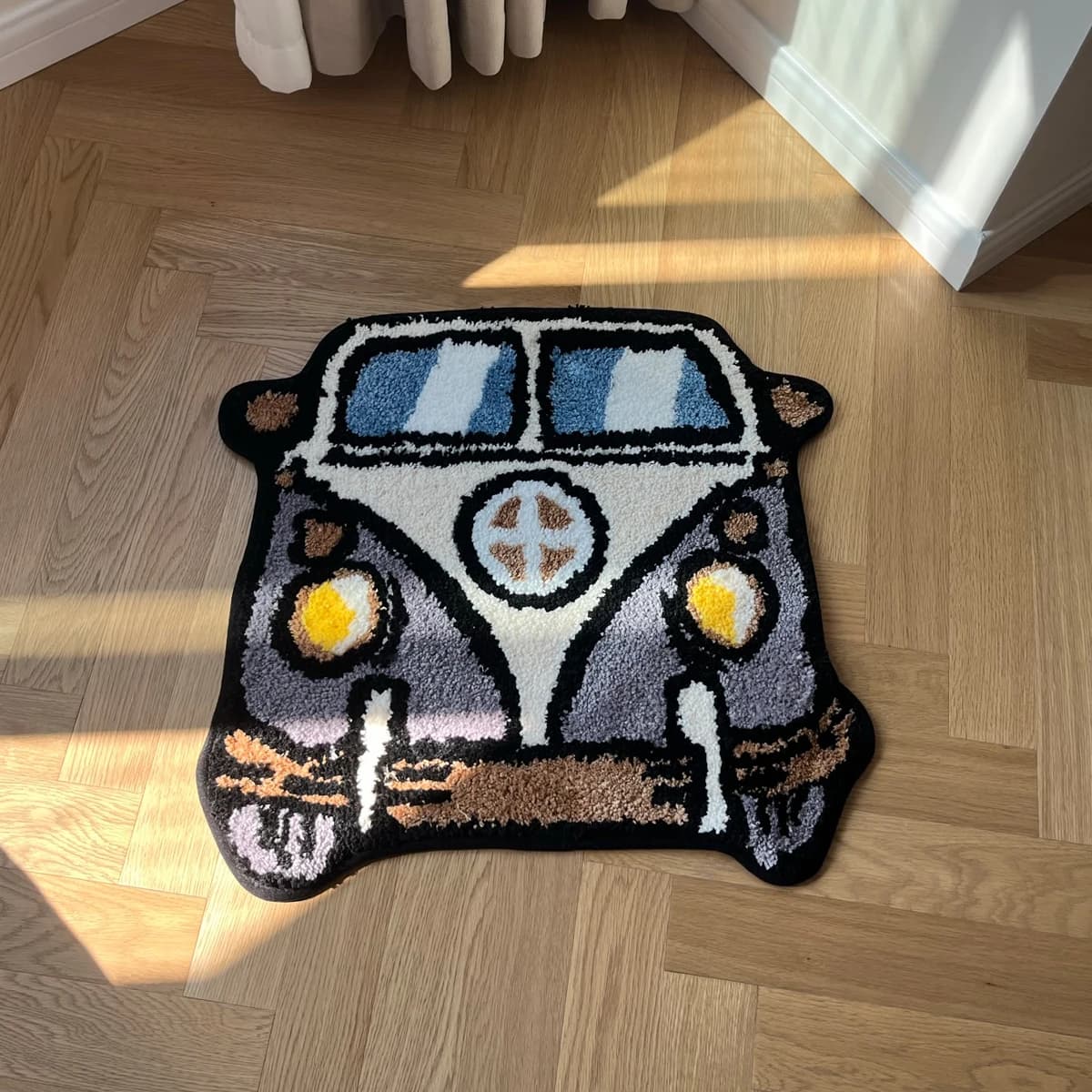 LAKEA Cartoon Bus Tufted Rugs Handmade Carpet Room Decor Kawaii Rug Small Rugs for Bedroom Cartoon Punch Needle Rug