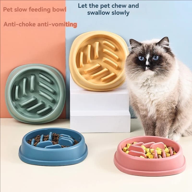 Forniture per animali domestici Cani e gatti Ciotola per cibo lento Puzzle Non soffocante Antiscivolo Alimentatore lento Piatto di plastica addensato Ciotola Ciotola per alimentazione animali domestici