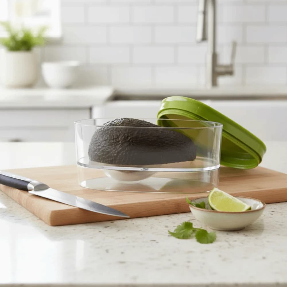 Set di 2 Pratici Contenitori Sigillati per Conservare l'Avocado, Scatole Rimovibili in Plastica Salvaspazio per Frutta e Pranzo