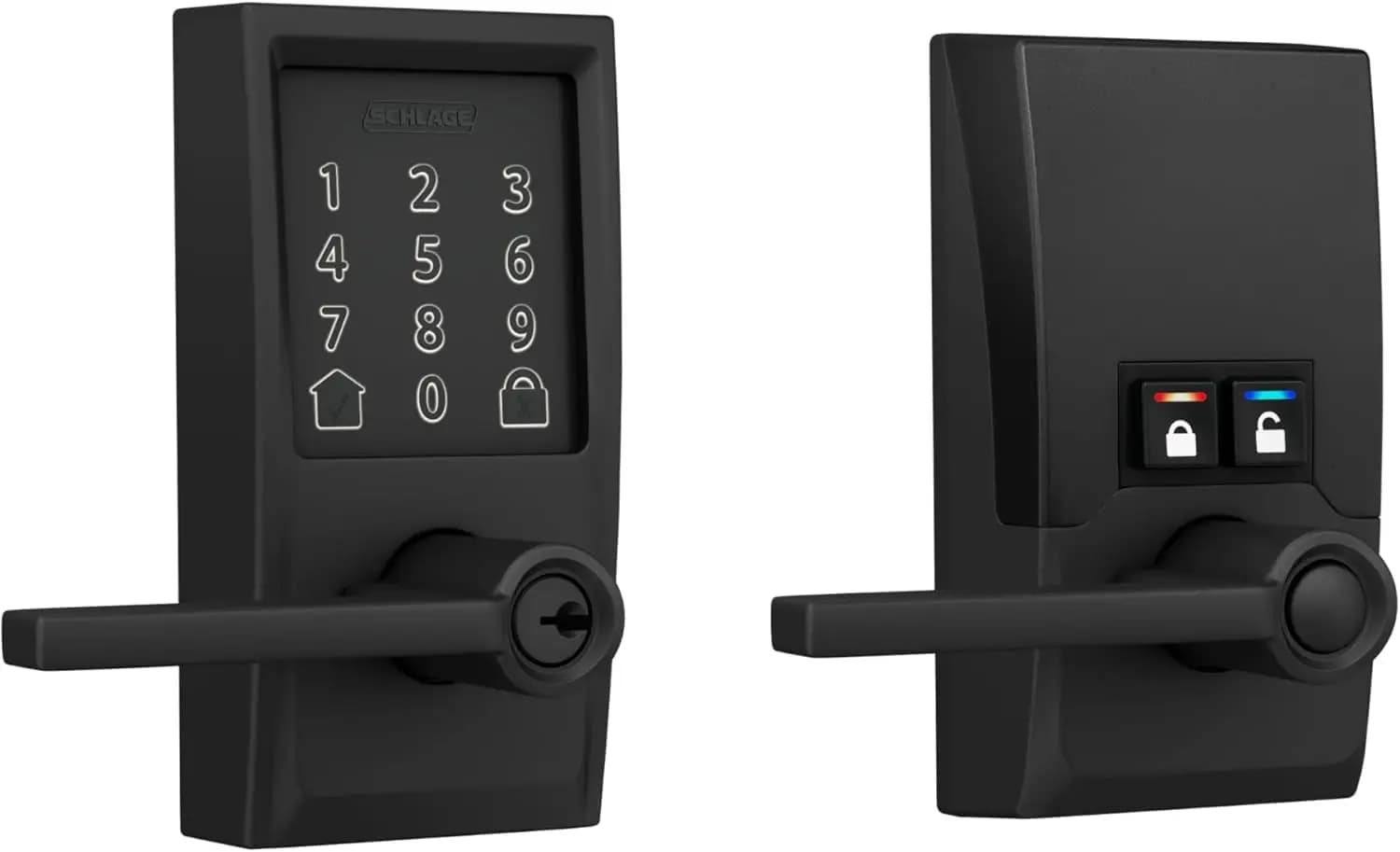 Serratura Intelligente WiFi con Touchscreen e Accesso Senza Chiave, Maniglia Nera Opaca