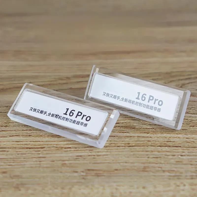 Mini supporto per cartello da 49x12 mm, etichette con nome in acrilico, negozio regalo, orologio, gioielli, piccolo prezzo trasparente, porta cartello per cartello, espositore