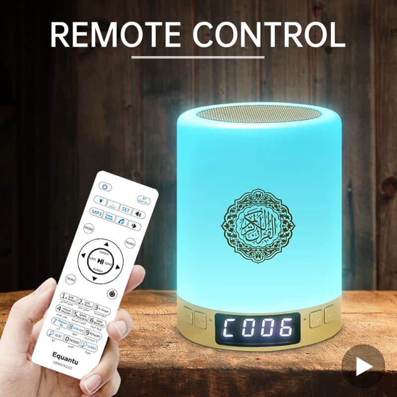 Corano luminoso Azan Corano musulmano Altoparlante Bluetooth Luce notturna portatile Lampada sacra Cassa di risonanza Musica Wireless Caixa De Som Bocina Mp3