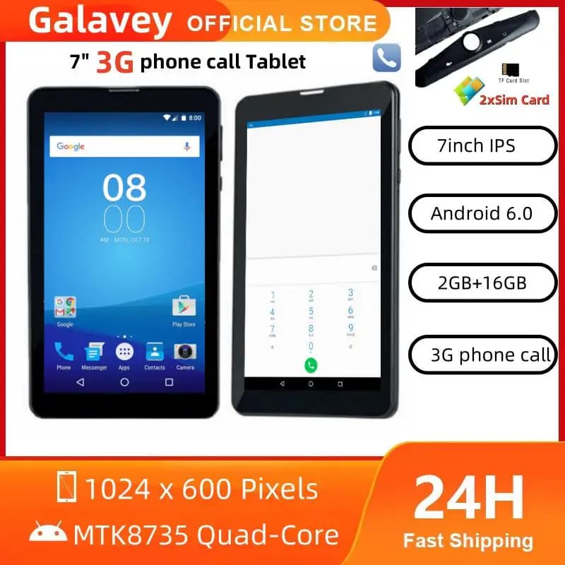Android 6.0 LF705 7 inch tablet with 3G MTK8735 CPU Quad Core 2 GB RAM ROM 16 GB 1024*600 IPS 2 x SIM cards