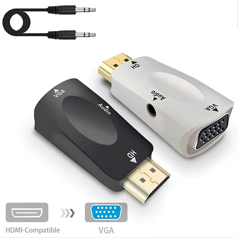 HDMI compatible adapter to VGA with audio cable male converter to VGA compatible female HDMI 1080P for HDTV monitor PC projector