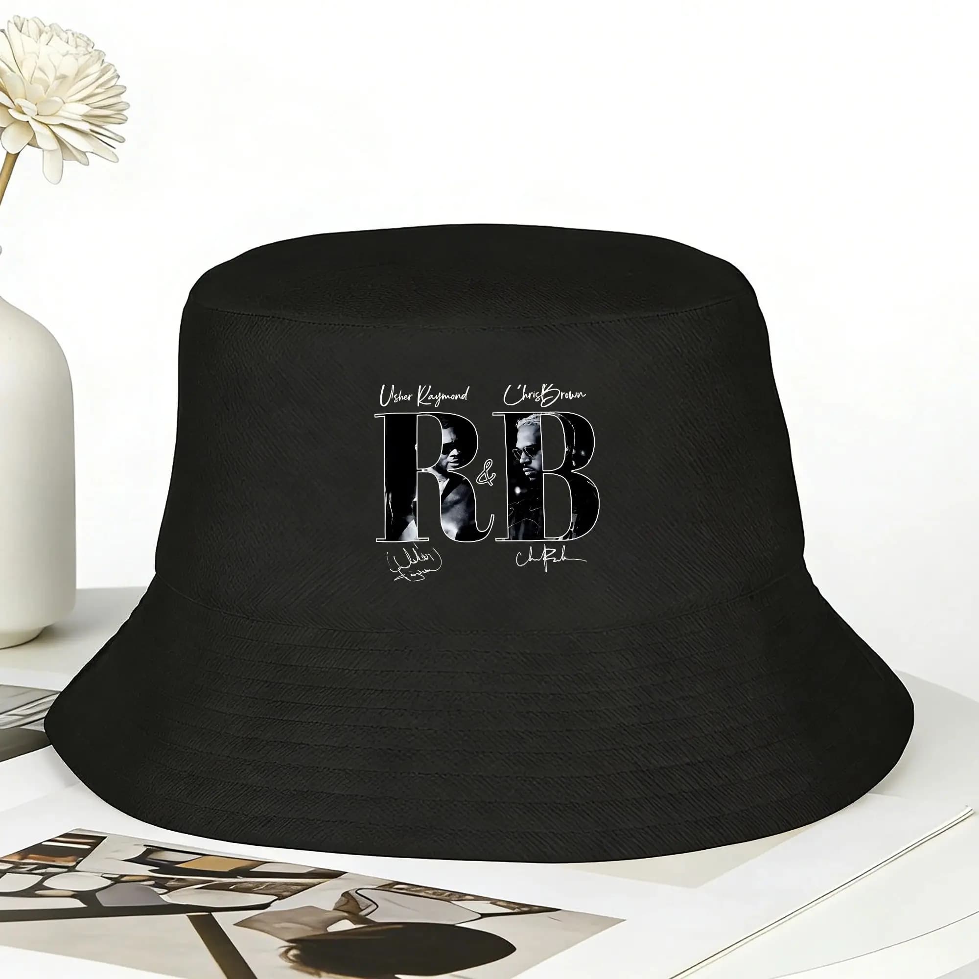 Cappello da pescatore RB di Chris Brown e Usher, cappelli streetwear da donna, cappelli da spiaggia e da viaggio con protezione solare, cappello personalizzato portatile