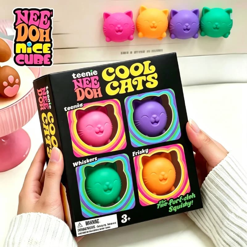 Needoh Nice Ice Cube Fidget Toys Slow Rebound Squishy Toys Stress Reliever Mini 4 Pack Set Anxiety Focus Sensory Cube Gifts New