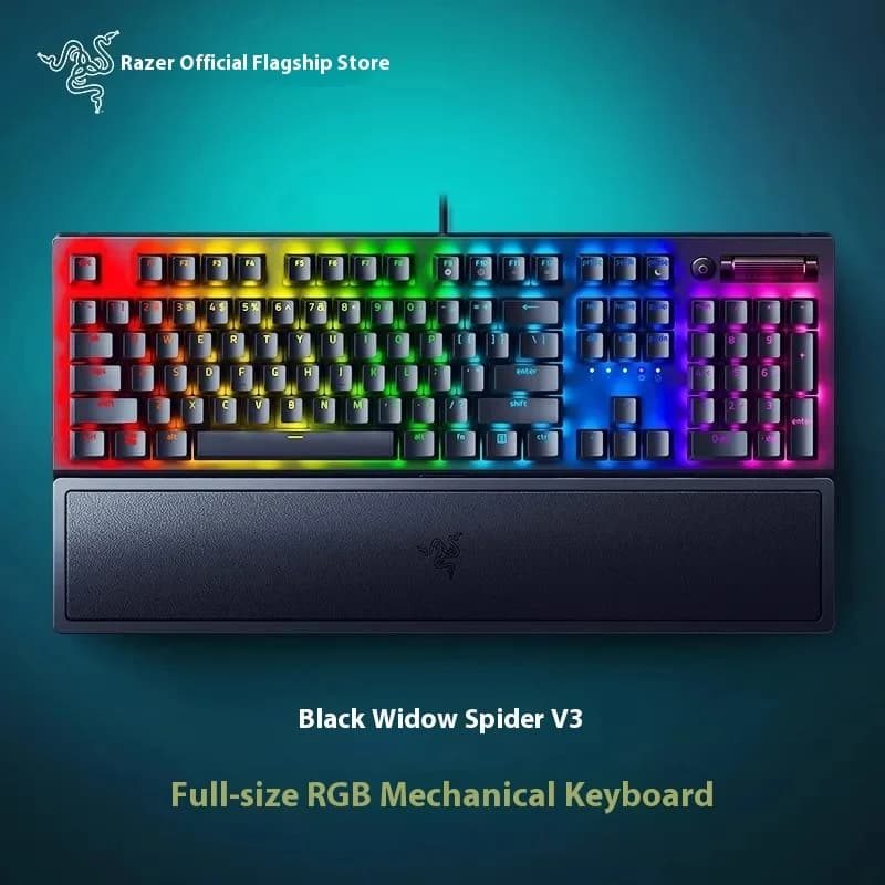 Razer BlackWidow V3 Tastiera da gioco meccanica 104 tasti Retroilluminazione RGB con poggiapolsi per computer desktop ad alte prestazioni