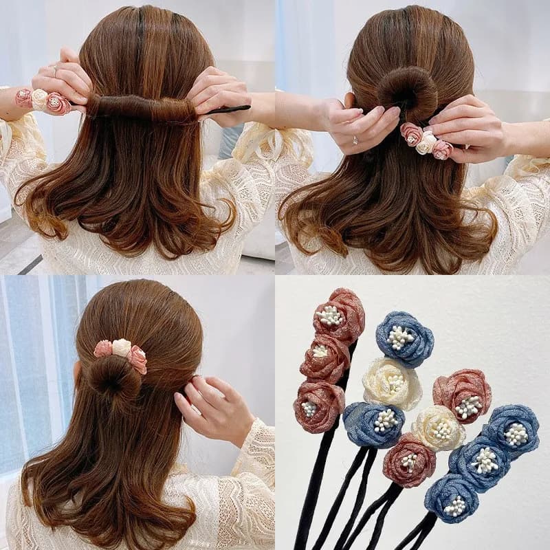 New Magic Elegant Flower Bun Maker Lazy Hair Curler Hairpin Hair Braider Acconciatura Twist Accessori per capelli Strumento per lo styling Commercio all'ingrosso