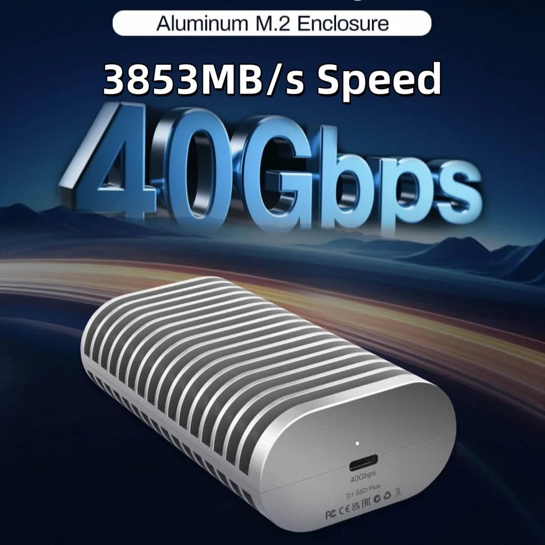TERRAMASTER D1 SSD Plus 40 Gbps NVMe M.2 NVMe SSD Custodia App mobile per backup dati incluso (senza disco)