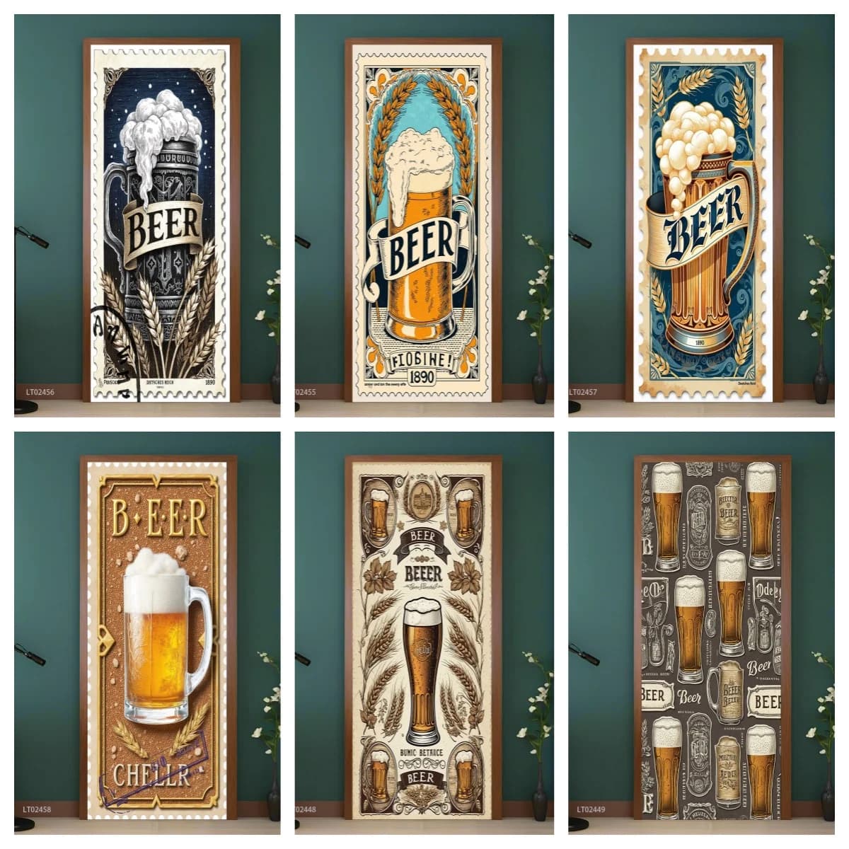 Adesivi per porte da pub per birra - Decalcomanie per bar e taverna, decorazioni in vinile a tema Oktoberfest, cartelli impermeabili per tazze con fusti, carta da parati per ingresso del club