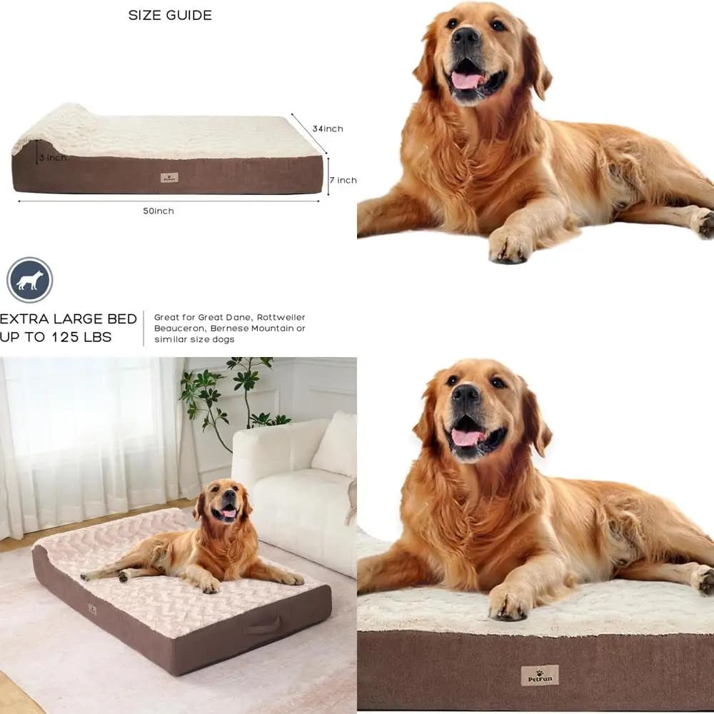 Letto ortopedico per cani di grandi dimensioni - 7 memory foam con rivestimento rimovibile e rivestimento impermeabile (cachi, 50 l x 34 l x 10 l)