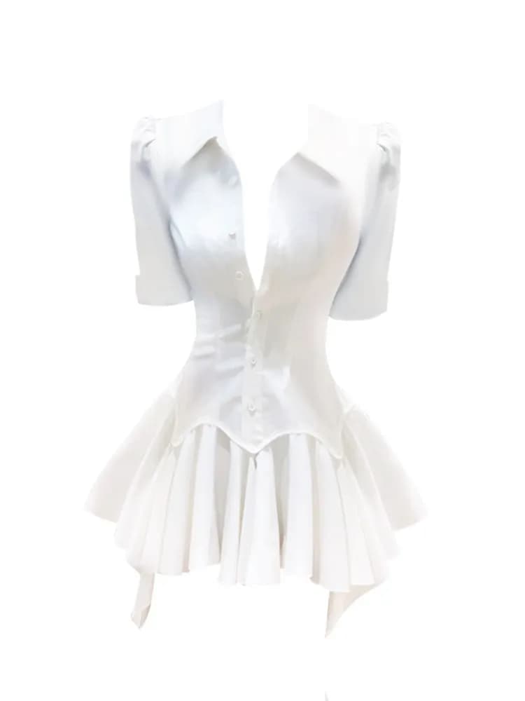 High-life trapeze skirt, French style, fashionable, versatile, with collar, cinata life, slender effect, strong sizes