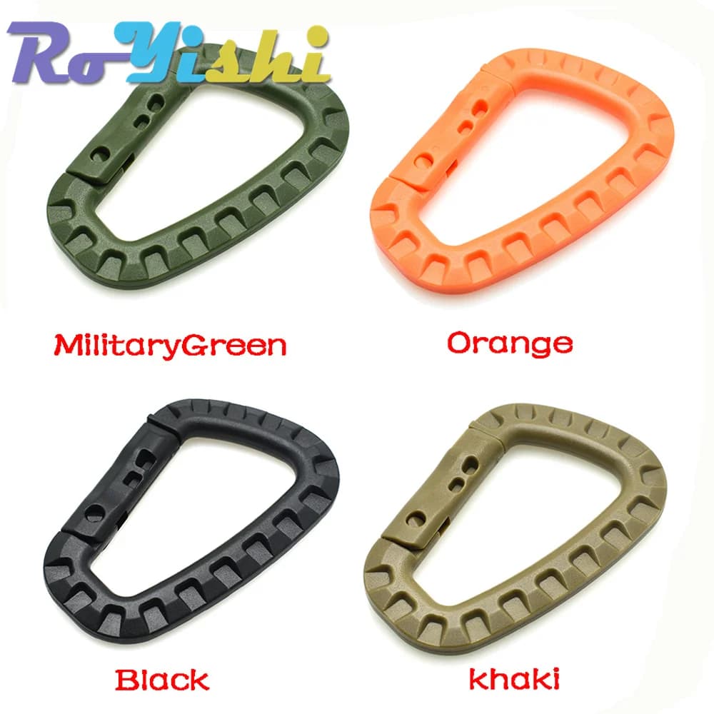 1-10 pezzi a forma di D fibbia per alpinismo clip a scatto moschettone da arrampicata in acciaio di plastica gancio portachiavi appeso