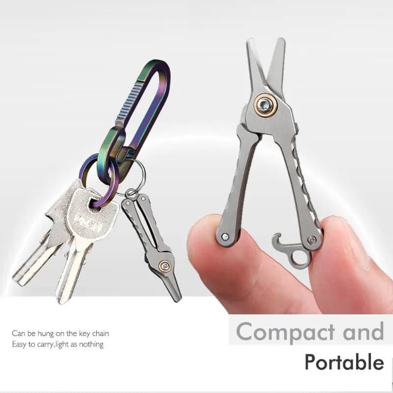AT21-Beard And Eyebrow Clipper, Titanium Alloy Mini Scissors Keychain- Portable Nose Hair Trimmer For Men And Women