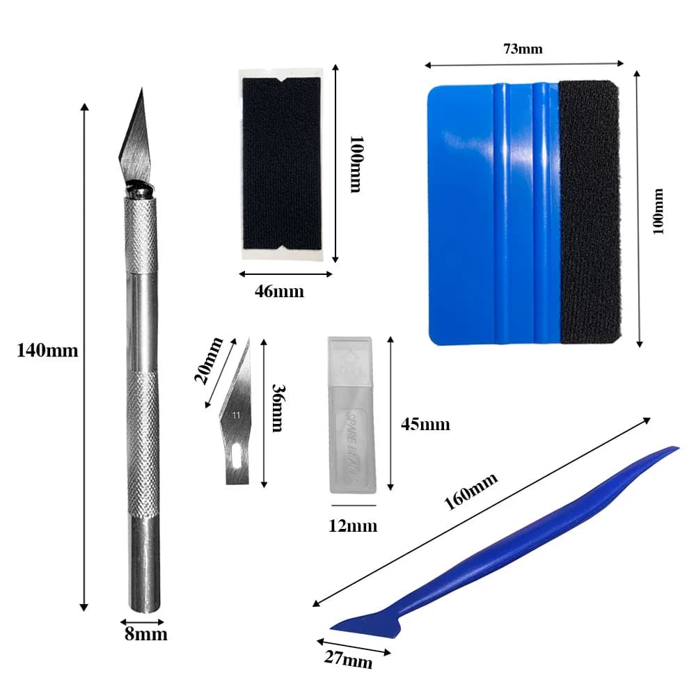Professional Complete Vinyl Wrap Tool Kit Carbon Fiber Squeegee Tint Cutter for Car Window Tint Film Application