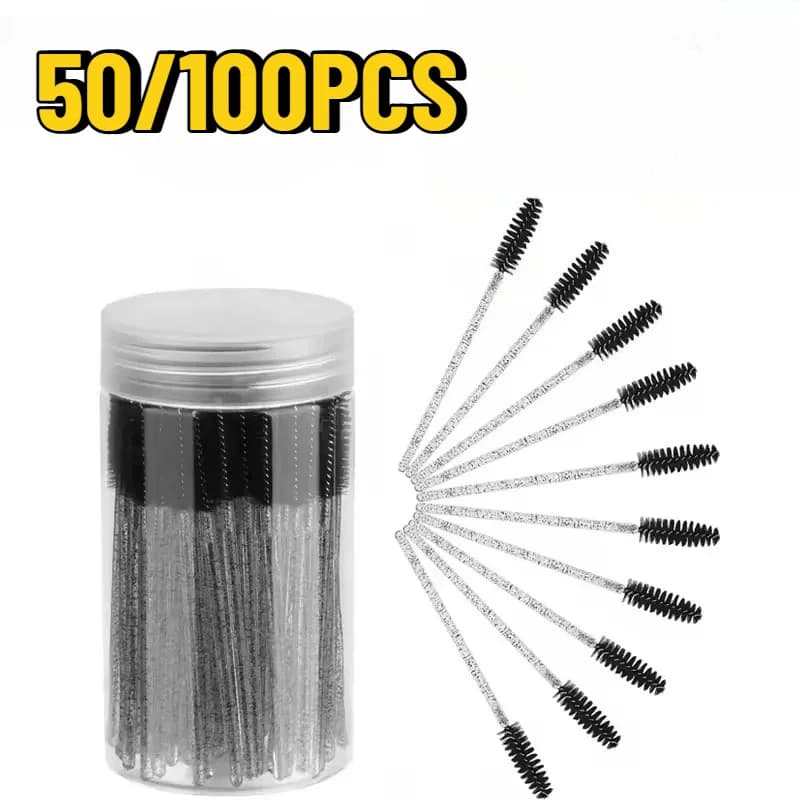 50/100PCS Black/Rosa/Bianco Use And Drop Mascara Sticks Portable Eyelash Brush For Traveling Eye Lash Extension Makeup Tools