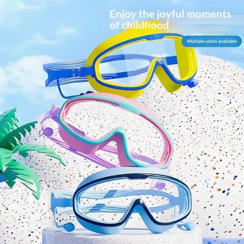 1Pcs Children Swimming Goggles With Earplugs For Boys Girls Professional Diving Goggles Waterproof Anti Fog Large Frame Goggles