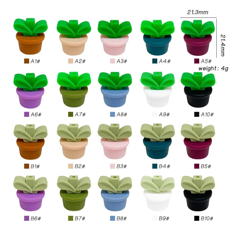 10 pz. Perline in silicone a forma di foglie per vasi da fiori, perline focalizzanti, perline a forma di cibo, perline da masticare per neonati, accessori fai da te per catenelle portaciuccio e gioielli