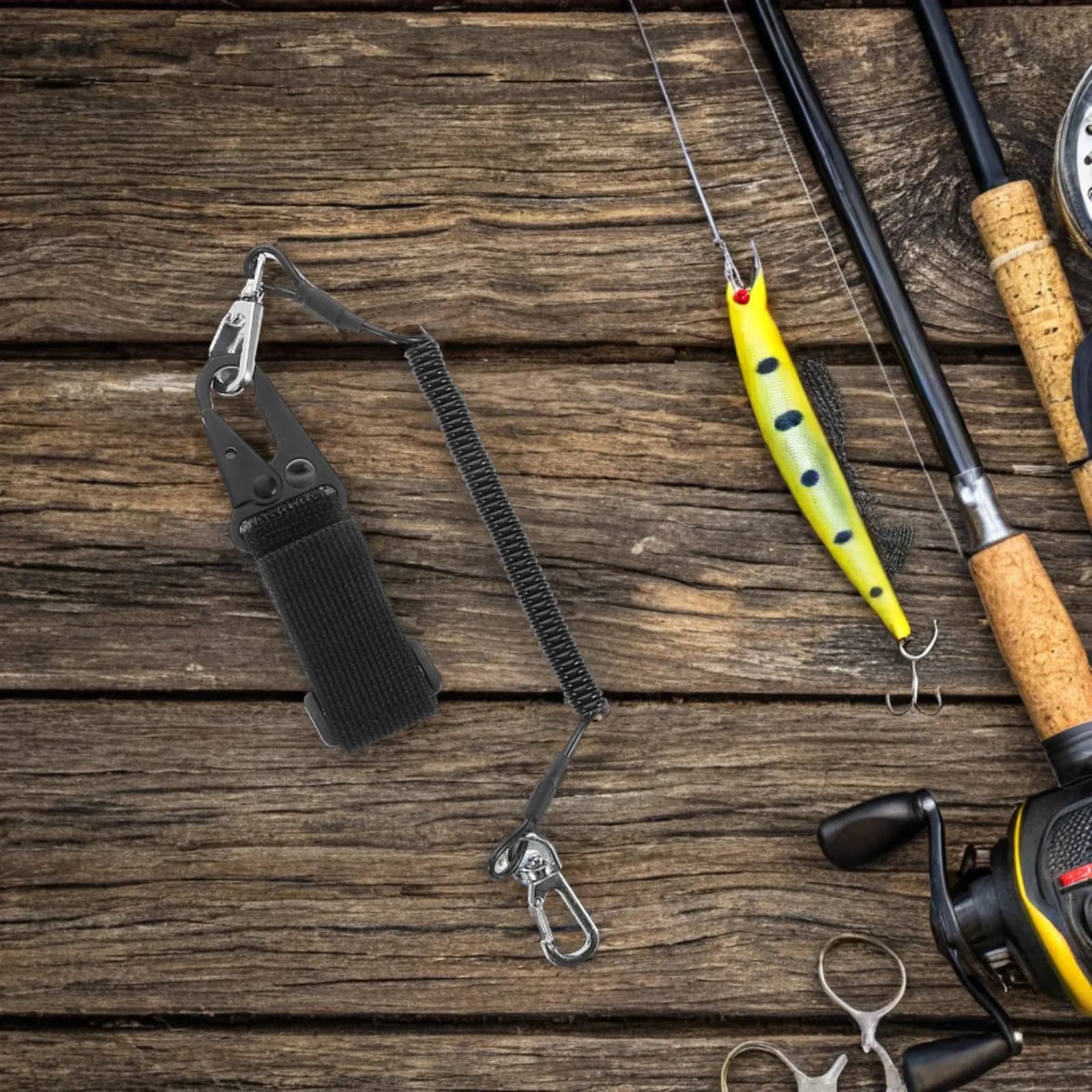 Set di 1 Laccio di Sicurezza per Canna da Pesca, Cordino Regolabile a Spirale in Poliestere Resistente, Laccio per Pagaia da Kayak, Laccio per Attrezzi da Esterno
