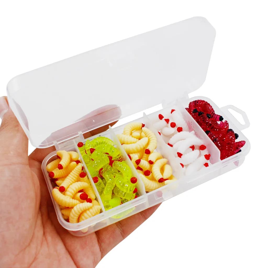 Set of soft fishing baits for low artificial worms professional slim equipment kit weighted for fresh salt water 125 pcs/box