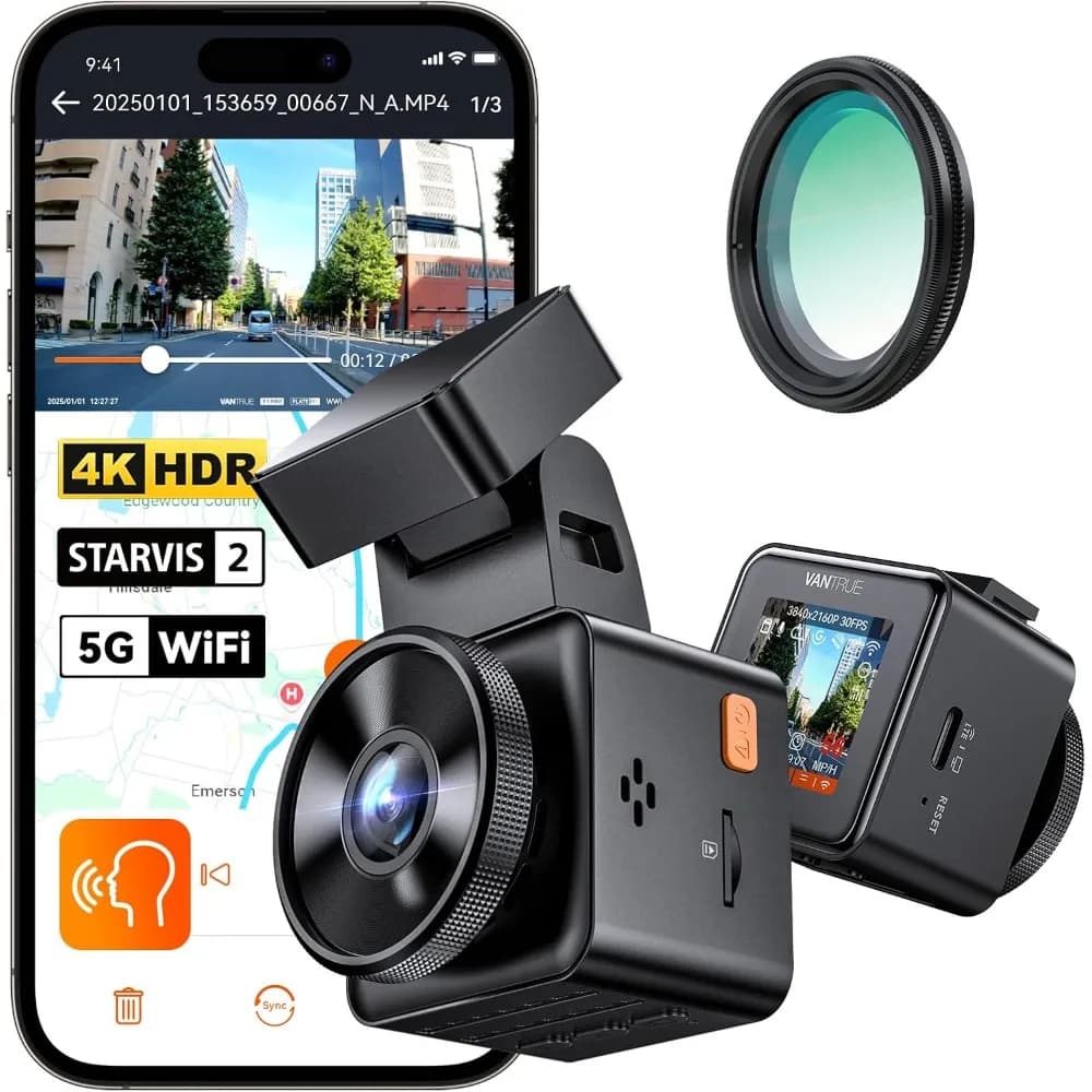E1 Pro 4K Mini Dash Cam Front, STARVIS 2 PlatePix TM Car Camera with Night Vision HDR, GPS WiFi 5G integrated, 1.54 inch IPS screen
