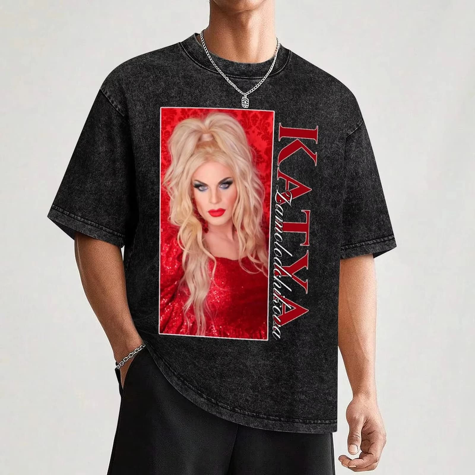 Katya Zamolodchikova T-shirt, Korean fashionable shirts, men's heavy t-shirts