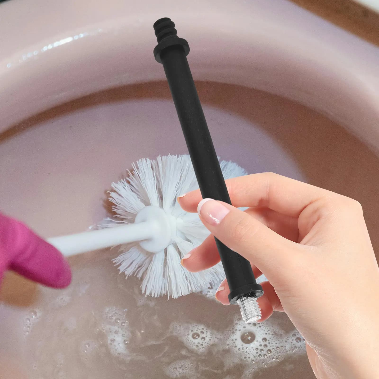 2 Pezzi Manico di Ricambio per Spazzola WC, Robusto in Ferro e Plastica, Manico Lungo per Spazzola per WC, Facile da Pulire, Design Minimalista