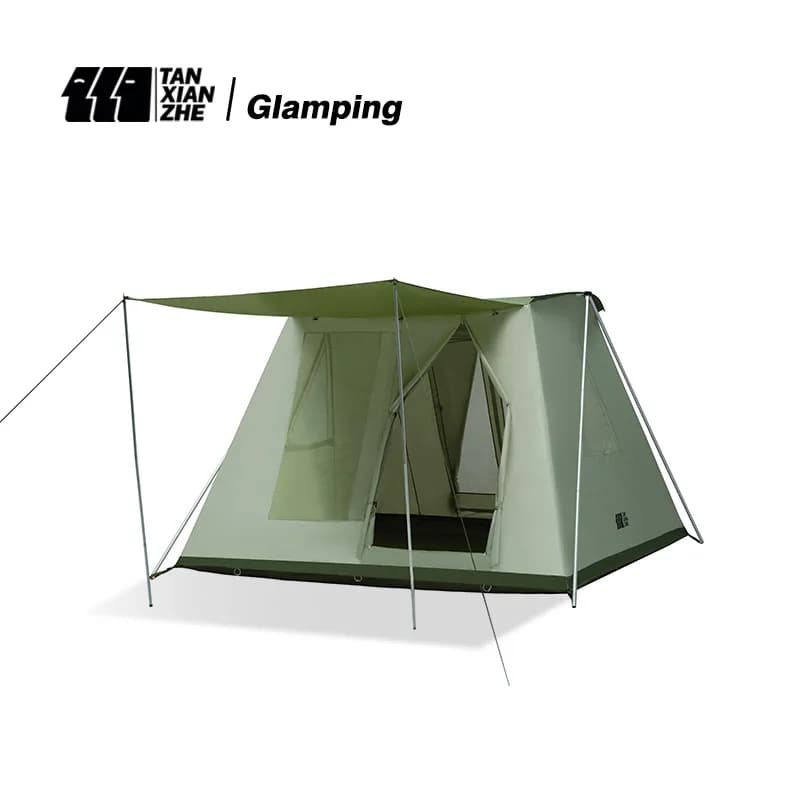 Tenda da Campeggio Grande 3x3m Impermeabile per 4-6 Persone, Tenda da Esterno con Pali in Acciaio al Carbonio e Alluminio, Pieghevole e Portatile, Gazebo da Spiaggia