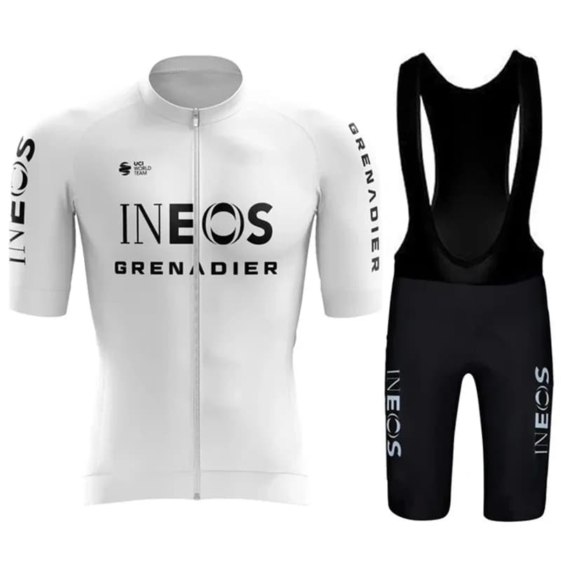 Set Clothing Cycling Summer INEOS GRENADIERS White, Cycling and Shorts with Bretelle for Men, Street Bikes