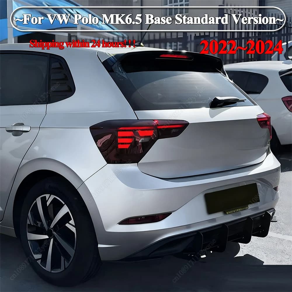 For VW Polo MK6.5 Base Standard Version 2022-2024 Rear Bumper Lip Spoiler Diffuser Splitter Lip Side Protector Body Kit Tuning
