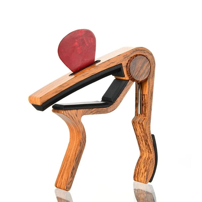 1 pz palissandro colore chitarra Capo lega di alluminio per chitarre elettriche acustiche con supporto per plettro