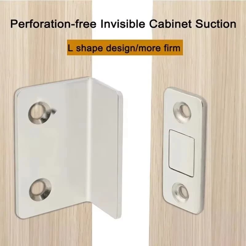 Fermaporta Magnetico Ultra Sottile a L per Armadietti, Chiusura Automatica, Accessori per Mobili da Cucina