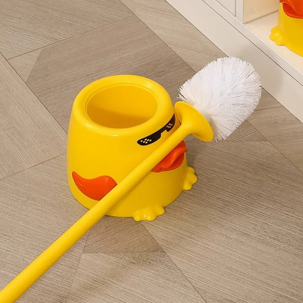 Spazzola per WC a forma di anatra con manico lungo e setole morbide, strumento decorativo per la pulizia del bagno per uso quotidiano