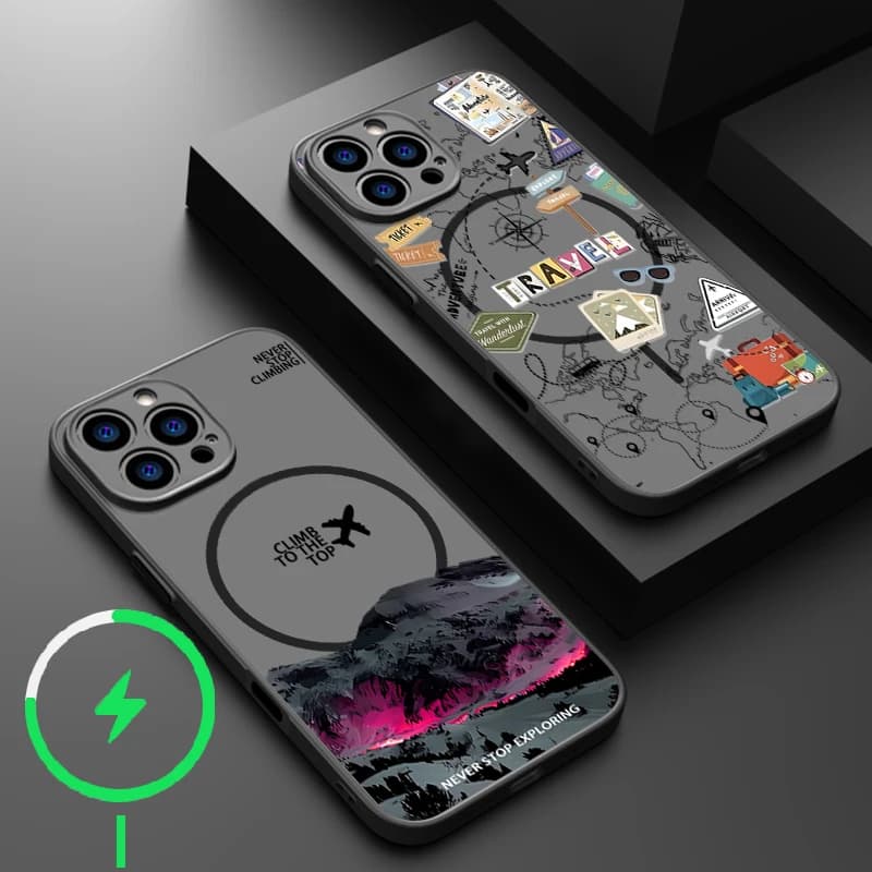 Custodia con etichetta Landmark per aereo per iPhone 16 Pro Max Coque iPhone 16e 15 14 13 Pro Max 17 Air magnetico per carica wireless Magsafe