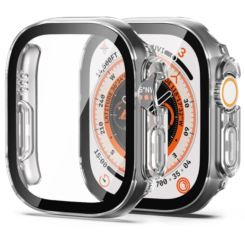 Glass + Case for Apple Watch Ultra 49mm PC bumper + screen protection Tempered luxury box Cover for Apple Watch Ultra 2 Accessories