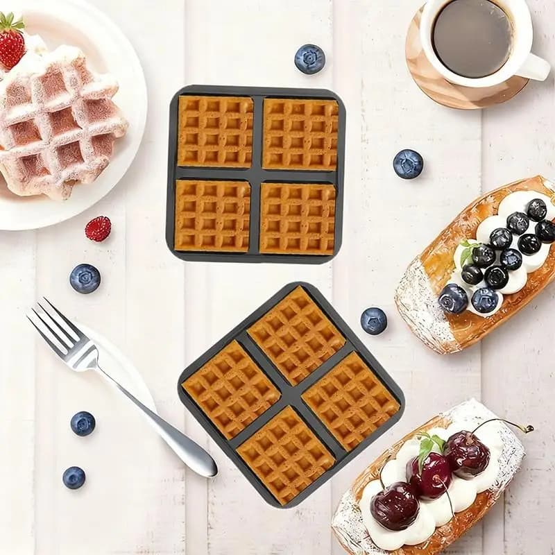 Stampo per Waffle in Silicone Antiaderente per Friggitrice ad Aria, Forma Quadrata, Ideale per Brunch in Famiglia