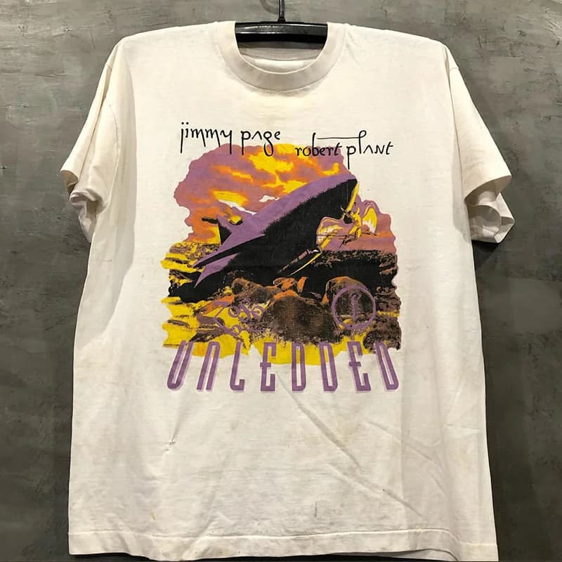 Tagkita Unisex Short Sleeve T-Shirt Creative Fun Print Rock Band Page Robert Plant Summer Youth Cotton Loose Fit T-Shirt