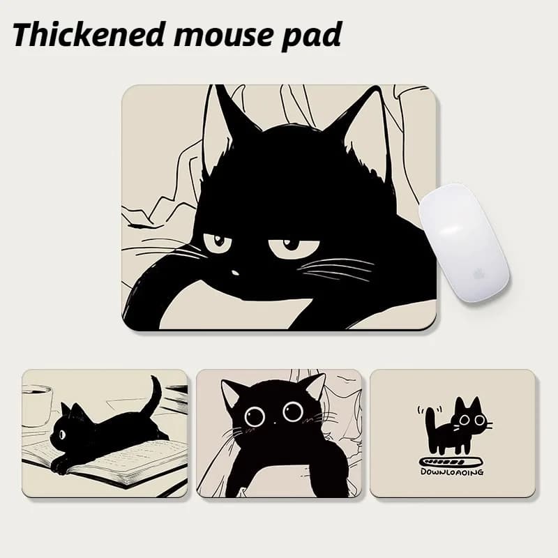 Computer Mouse Pad Cute Black Cat Mouse Pad Thick Anti Slip Soft Pad Office Computer Desk Pad Wrist Protection Pad