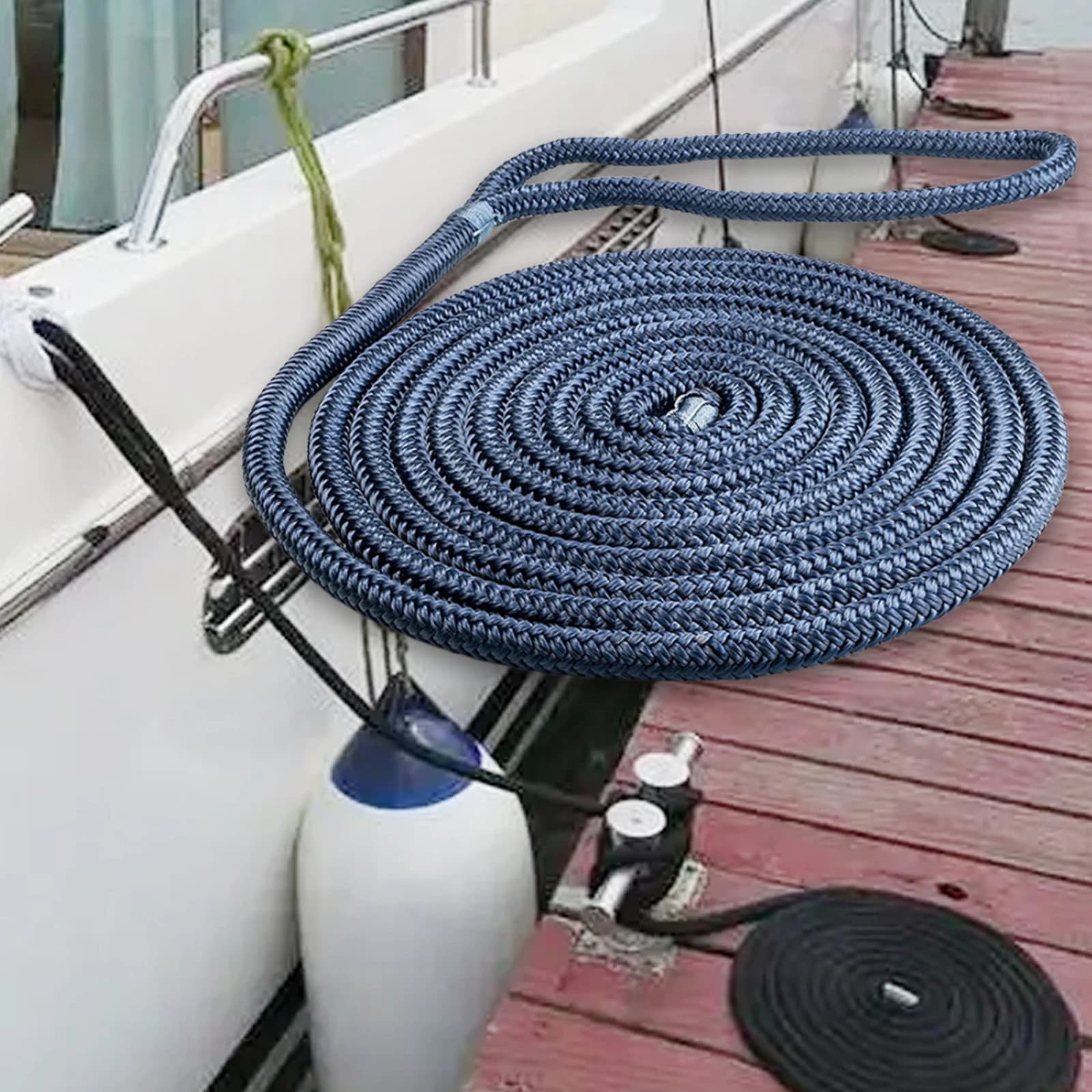 Linee di banchina per barche linea di appendiabiti resistente all'usura linee di ormeggio per barche corda di ormeggio marina in Nylon Premium intrecciata doppia per barche