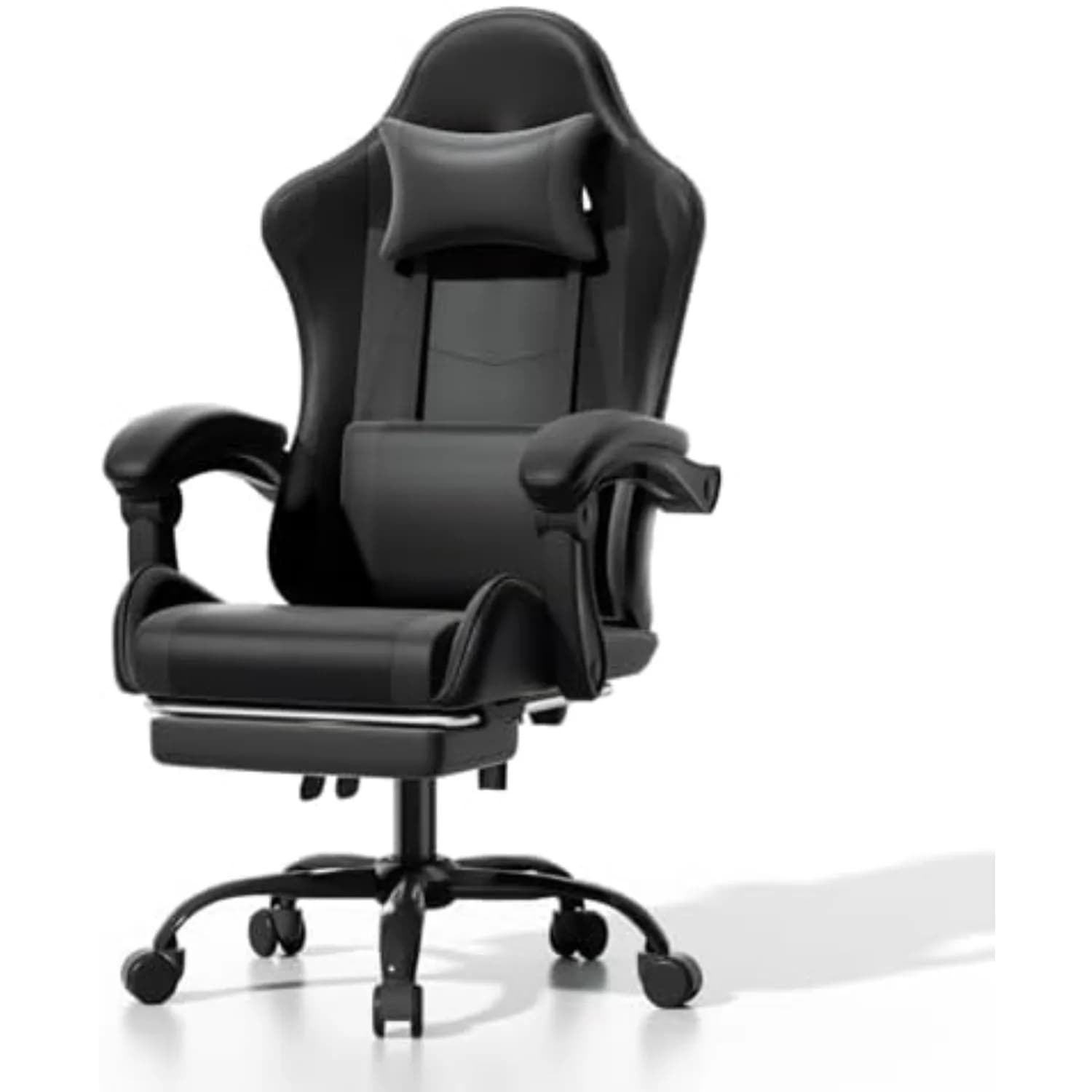 Gaming Chair, Ergonomic Gaming Chair with Footrest & Headrest Lumbar Support, Height Adjustable Swivel Computer Chair