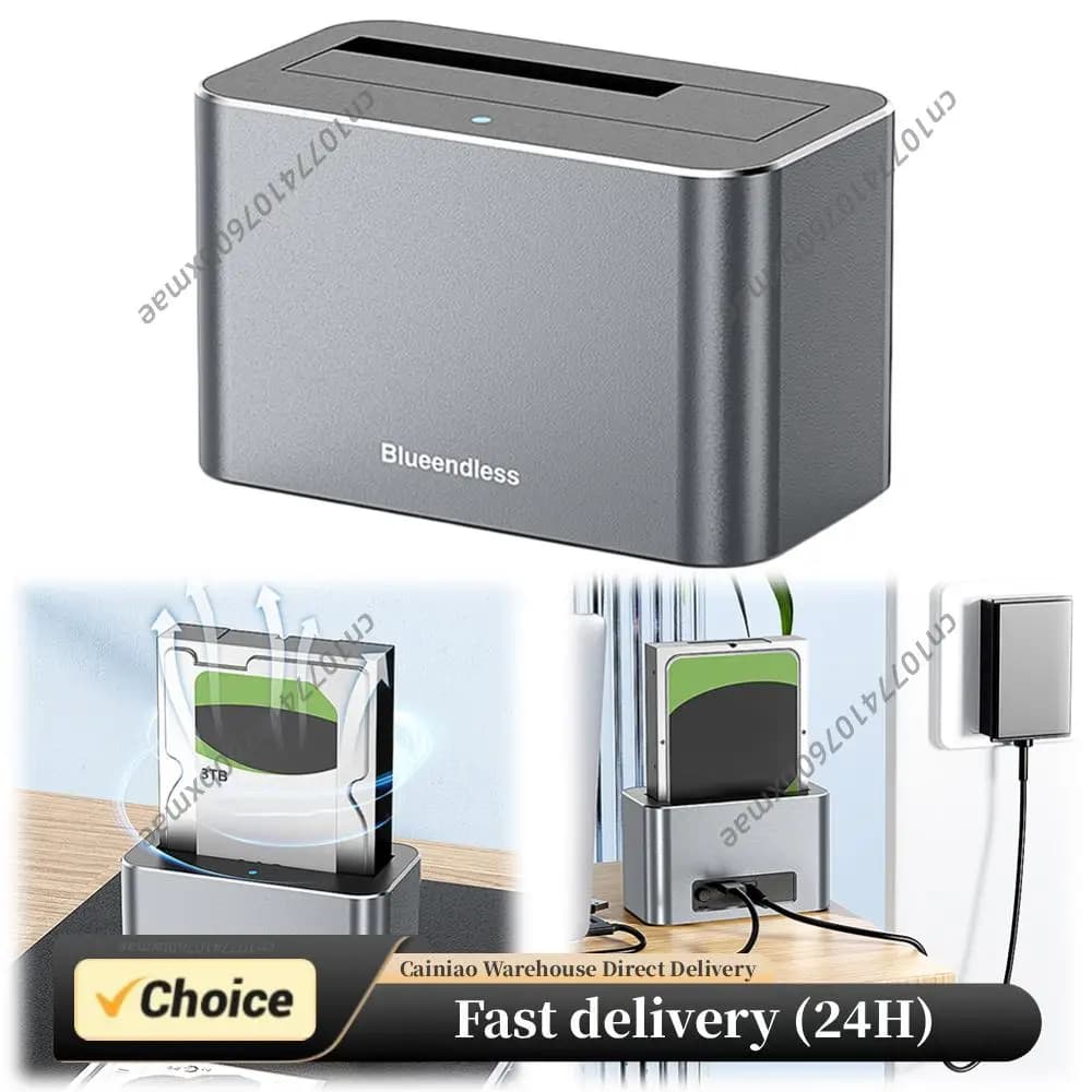 Dock per Disco Rigido 2.5/3.5 Pollici, Lettore SATA HDD SSD, Box Esterno USB 5Gbps per HDD/SSD SATA/SAS da 2.5/3.5 Pollici