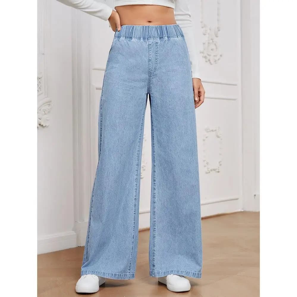 Women's High Waist Straight Leg Cotton Jeans Casual Style Iron Free Black Denim Pants Spring 2025 New Arrival