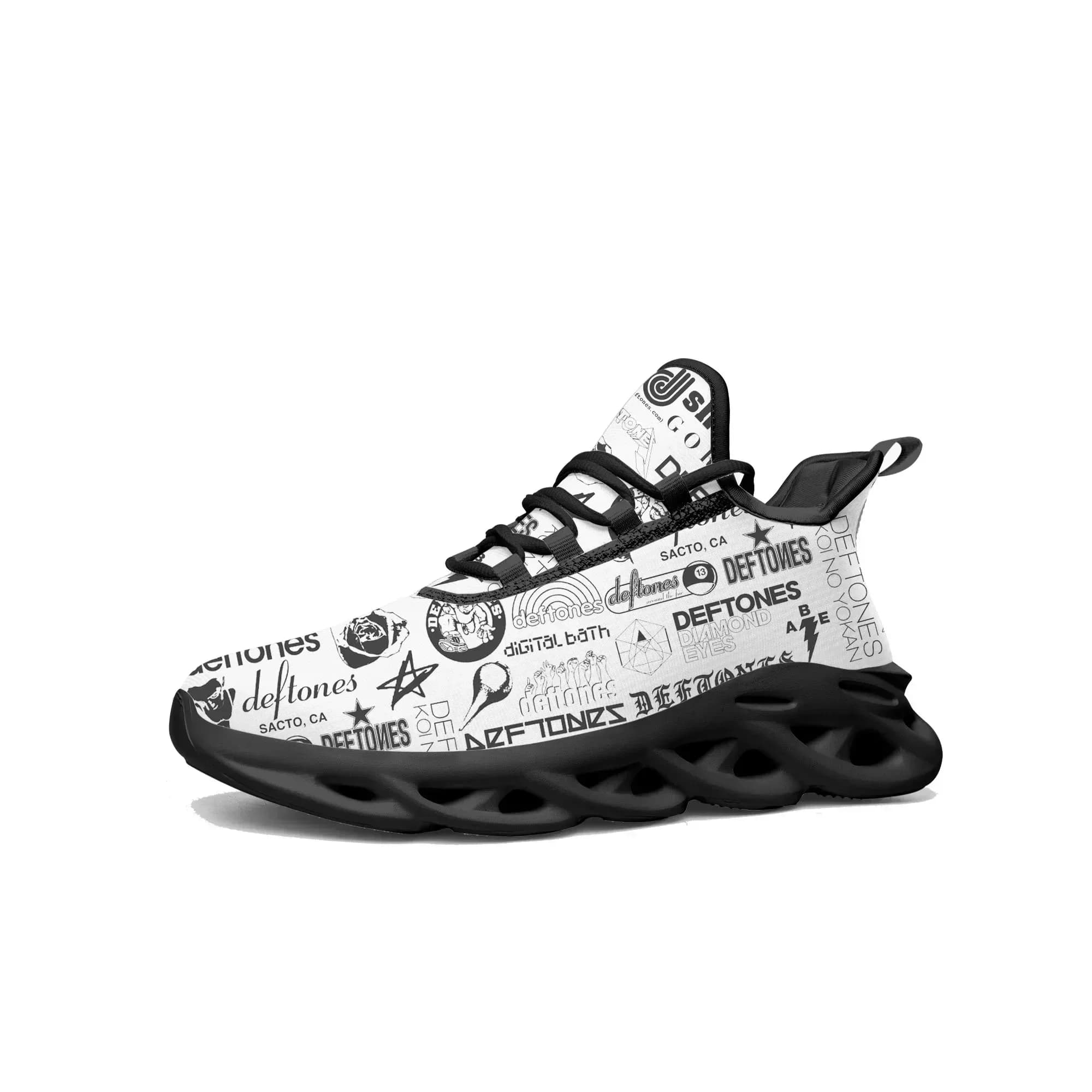 Deftones Metal Art Rock Band Flats Sneakers Scarpe sportive da uomo e da donna Scarpe da corsa con lacci in rete Scarpe su misura Nere